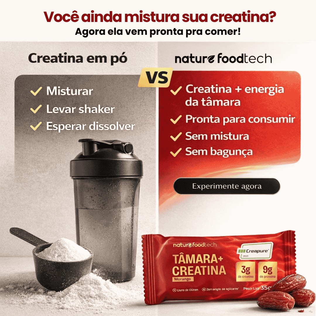 Barra de Tâmara com Creatina Cobertura Sabor Morango