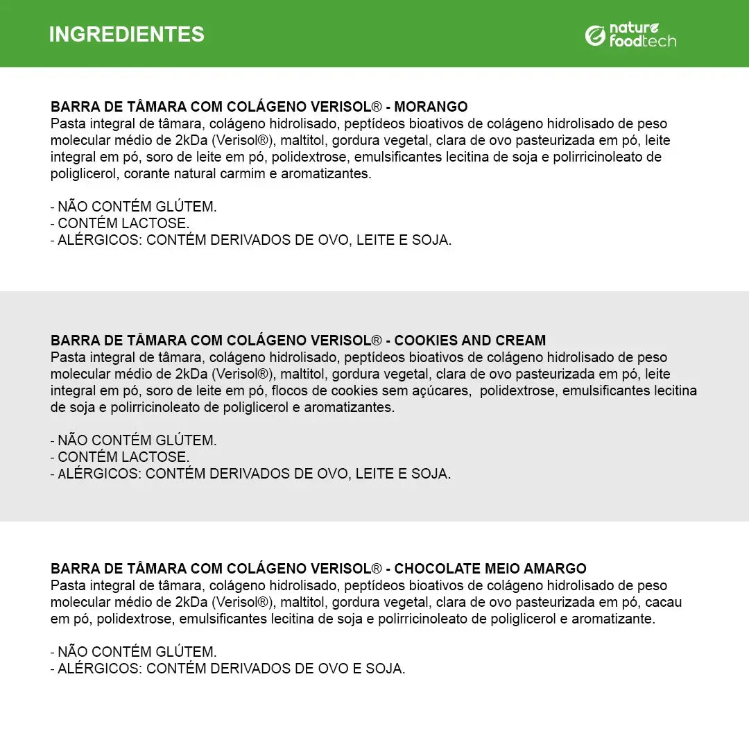 BARRA PROTEICA DE TÂMARA COM COLÁGENO VERISOL 35G NATURE FOODBAR - MORANGO