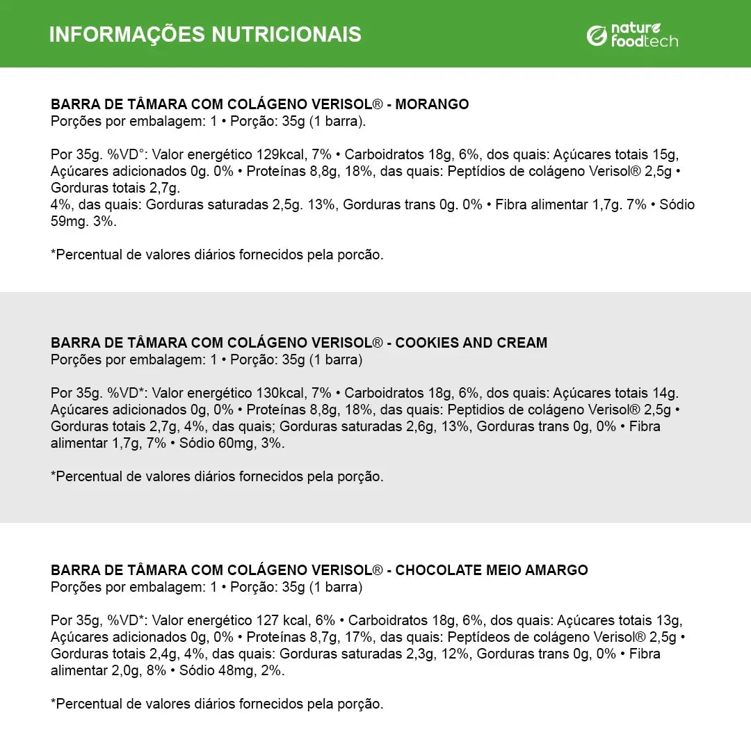 BARRA PROTEICA DE TÂMARA COM COLÁGENO VERISOL 35G NATURE FOODBAR - MORANGO