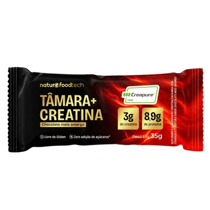 Barra de Tâmara com Creatina Cobertura Chocolate Meio Amargo