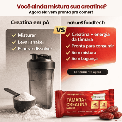 Barra de Tâmara com Creatina Cobertura Sabor Morango