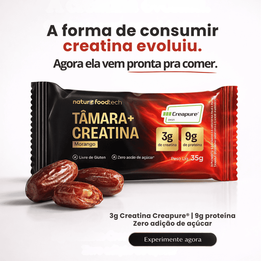 Barra de Tâmara com Creatina Creapure Cobertura Chocolate Meio Amargo
