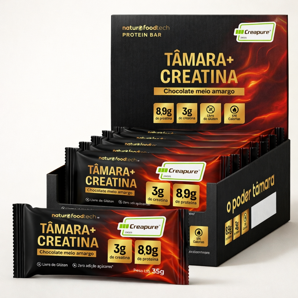 Barra de Tâmara com Creatina Creapure Cobertura Chocolate Meio Amargo