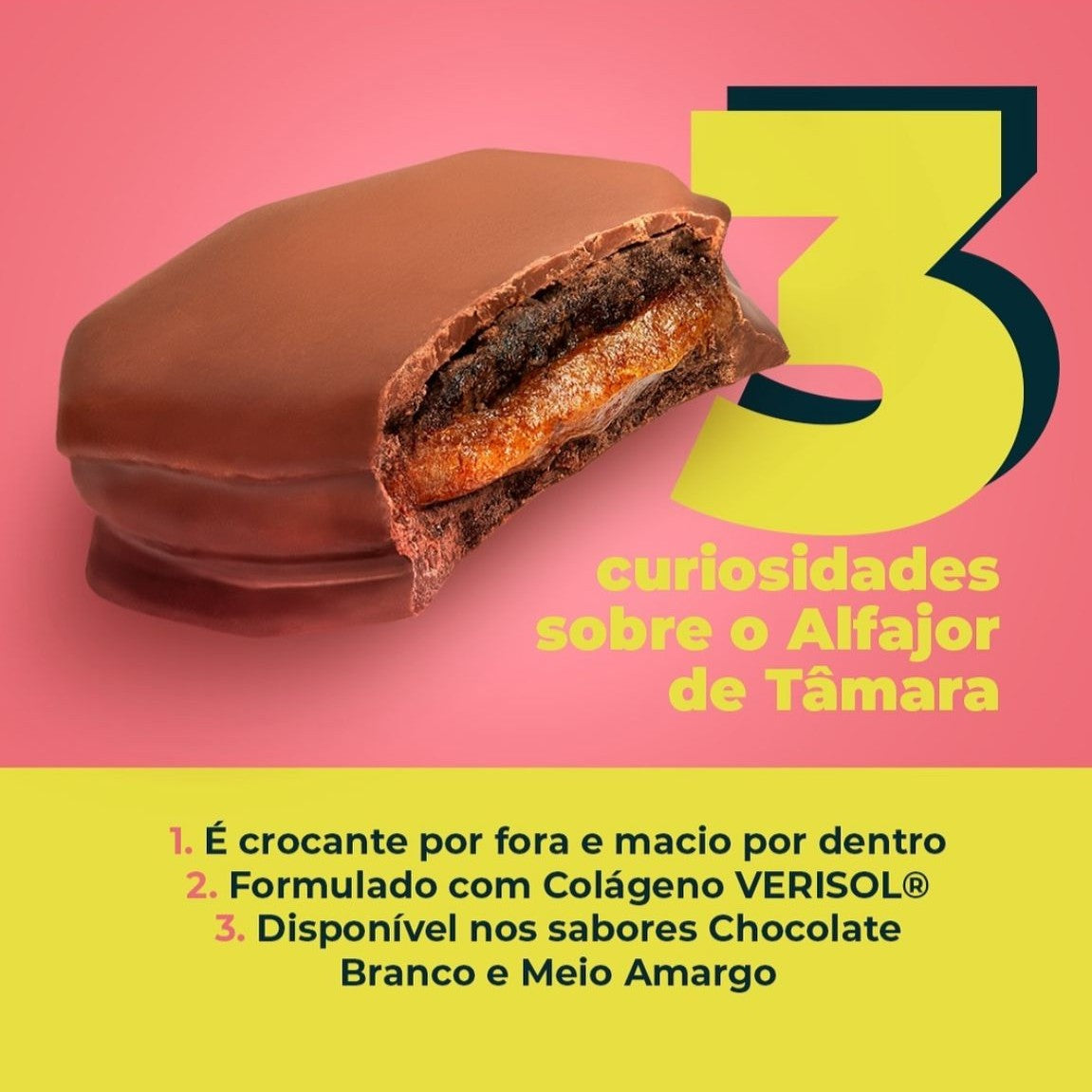 Kit 6X: Alfajor recheado de Tâmara com Cobertura de Chocolate Meio Amargo